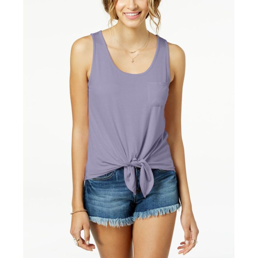 Pretty Rebellious Juniors Tie Front Pocket Tank Top